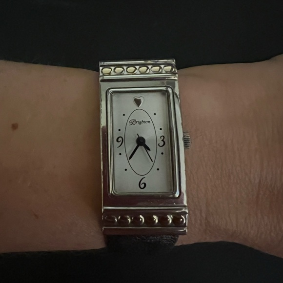 Brighton Osaka Watch Women Silver Tone Rectangle Dial Italian Calfskin - Picture 2 of 14